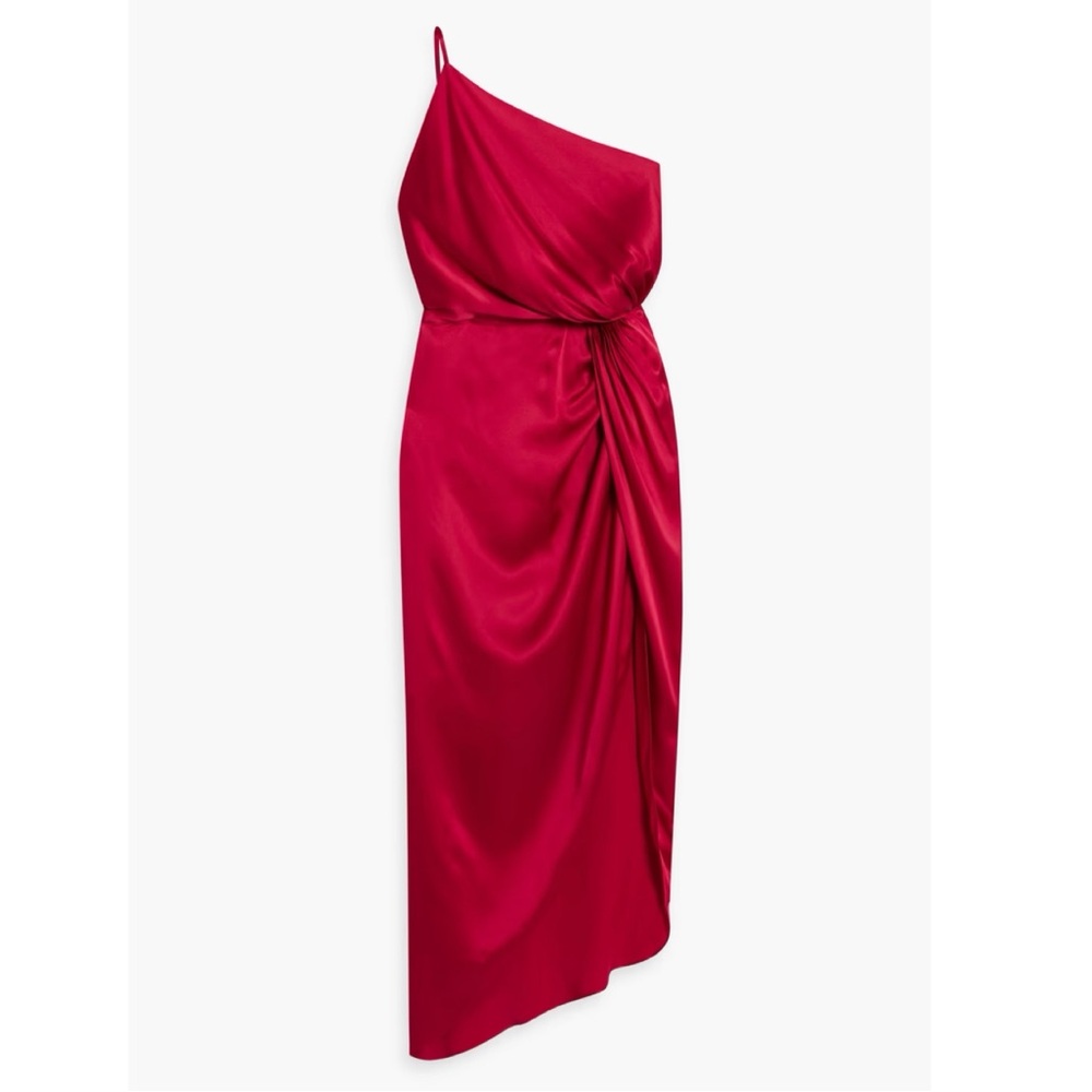 Michelle Mason One-shoulder asymmetric silk-satin midi dress